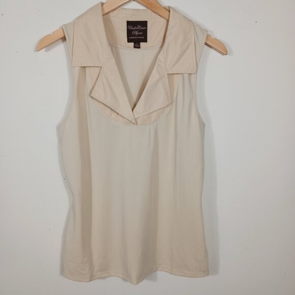 Under Cover Agent by Kathleen Kirkwood Mixed Media Sleeveless Top, Beige, SZ LRG - Picture 3 of 13